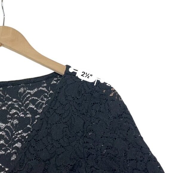 Free People Intimacy Black Lace Long Sleeve  V Neck Top Size - Picture 3 of 9